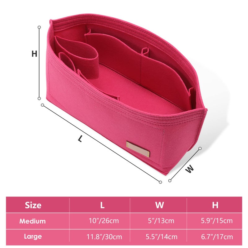Doxo Purse Organizer Insert & Base Shaper 2pc Set, Felt Handbag & Tote Bag Fit L Speedy 30 Nererfull PM More(M-Rose) - Image 4